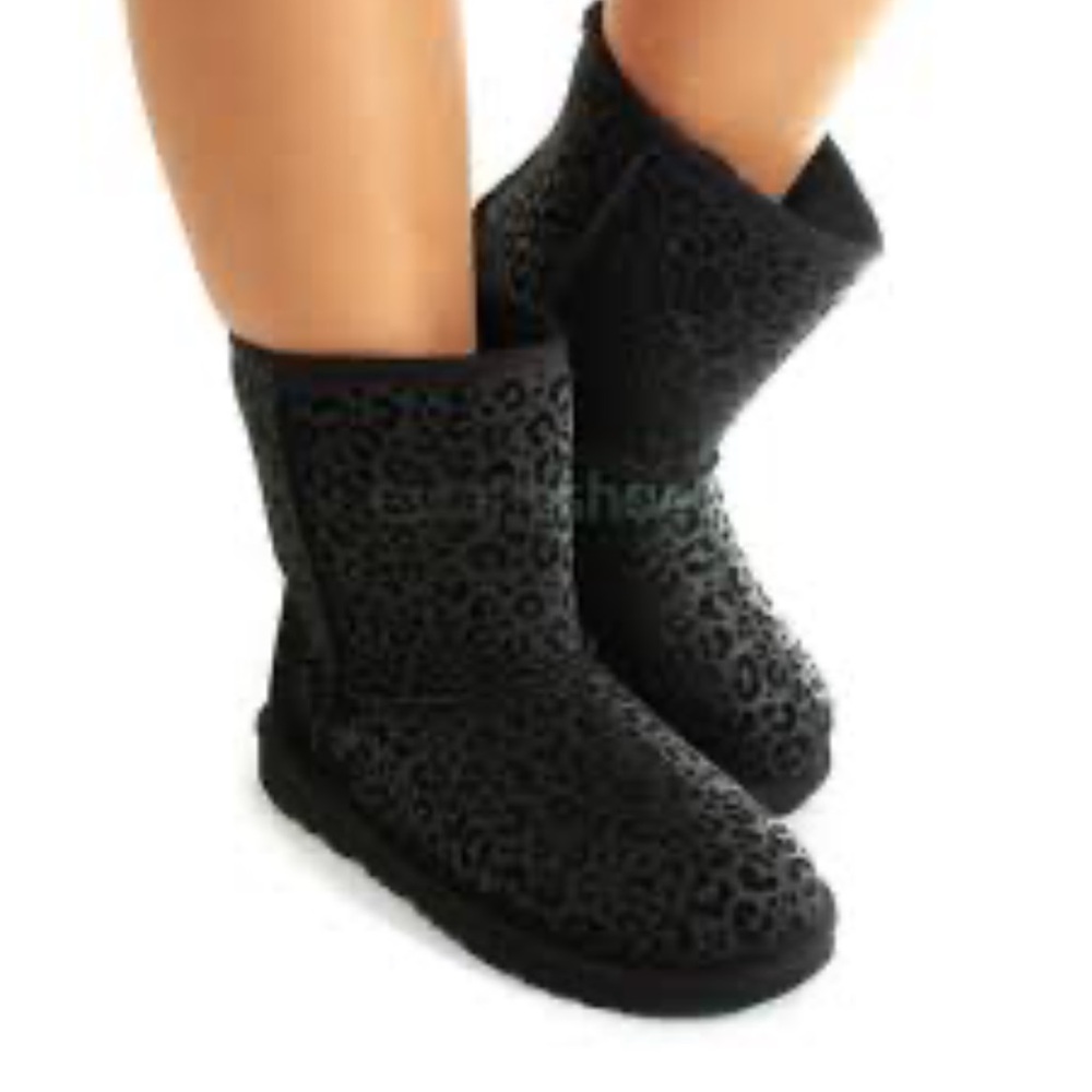 UGG Black Leopard Kids Boots